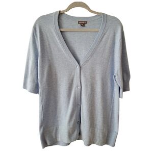 Eddie‎ Bauer Light Blue Short Sleeve Cardigan Sweater Size XL